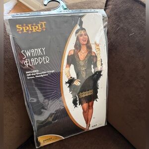 Spirit Halloween Swanky Flapper Costume w/Gold Accents Themed Party Women's Sz L